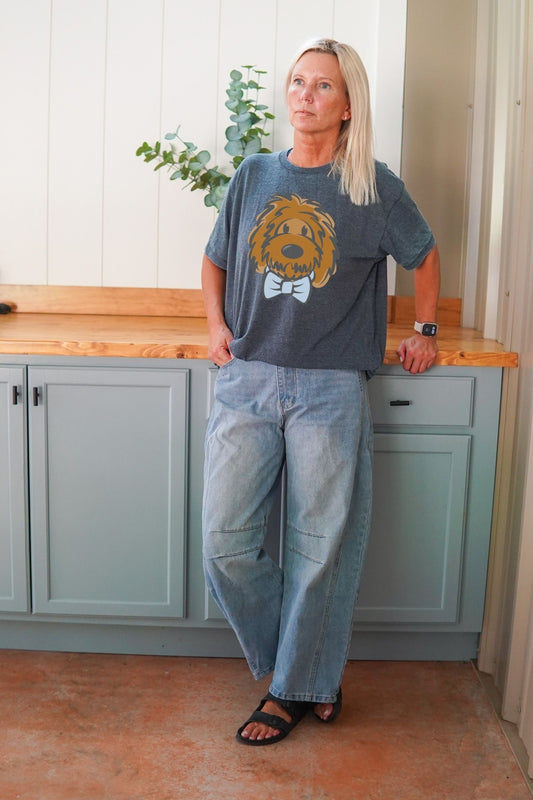 Denim Blue Vintage Doodle Short Sleeve T-shirt