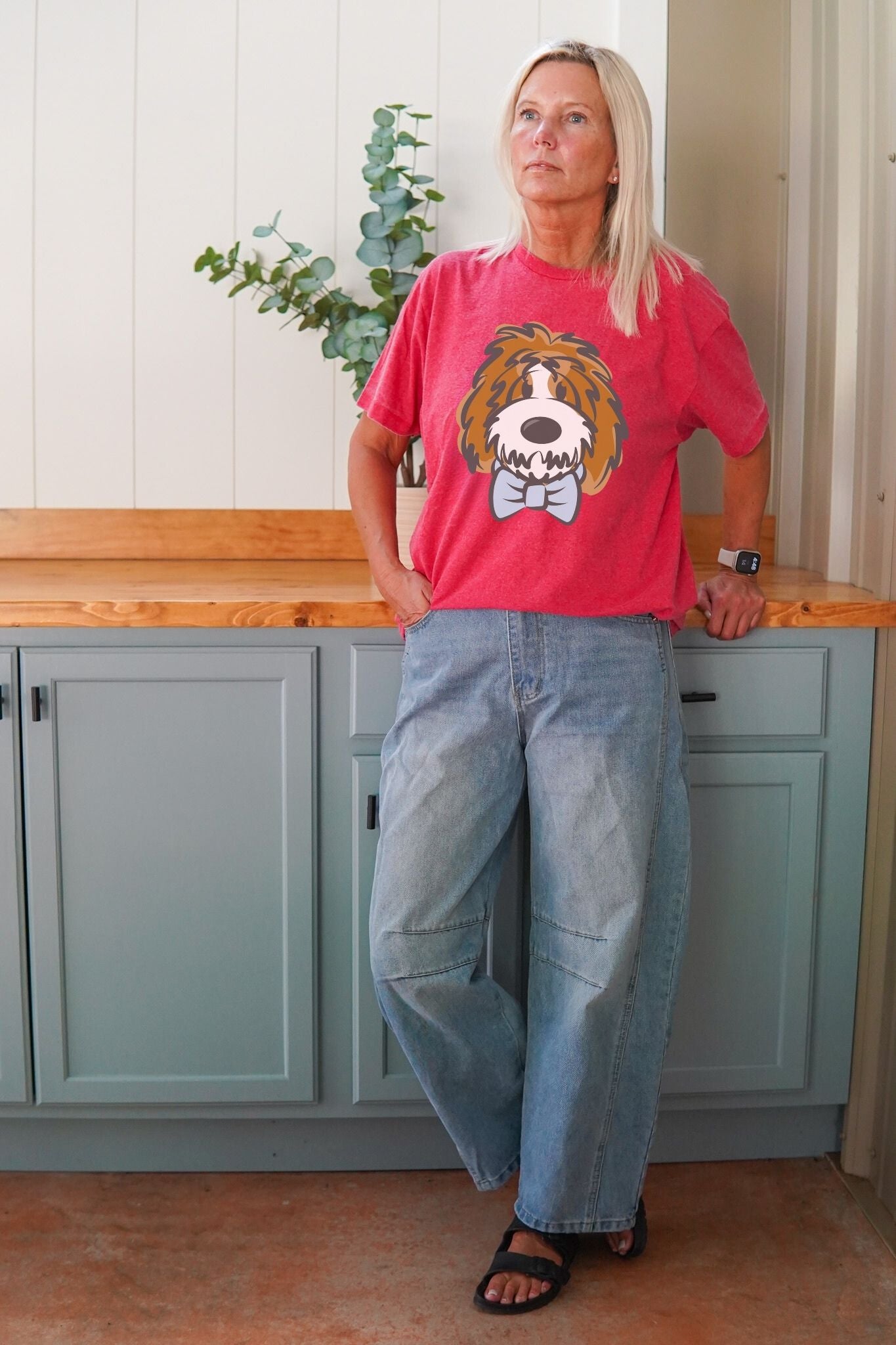 red vintage doodle short sleeve t-shirt
