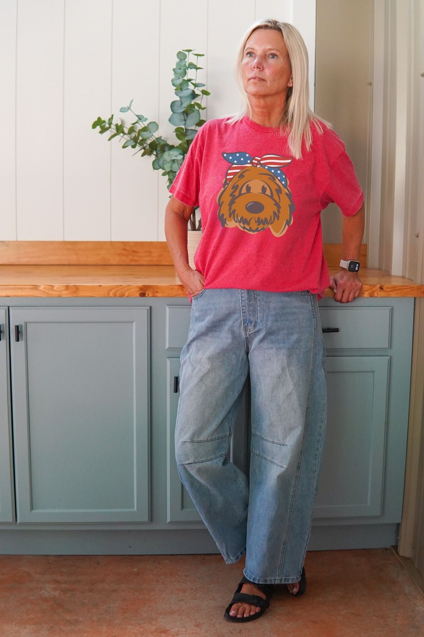 red vintage doodle short sleeve t-shirt