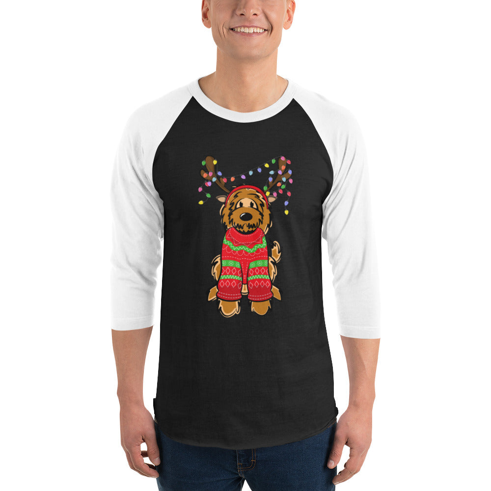 red belladoodle with sweater 3/4 sleeve raglan shirt