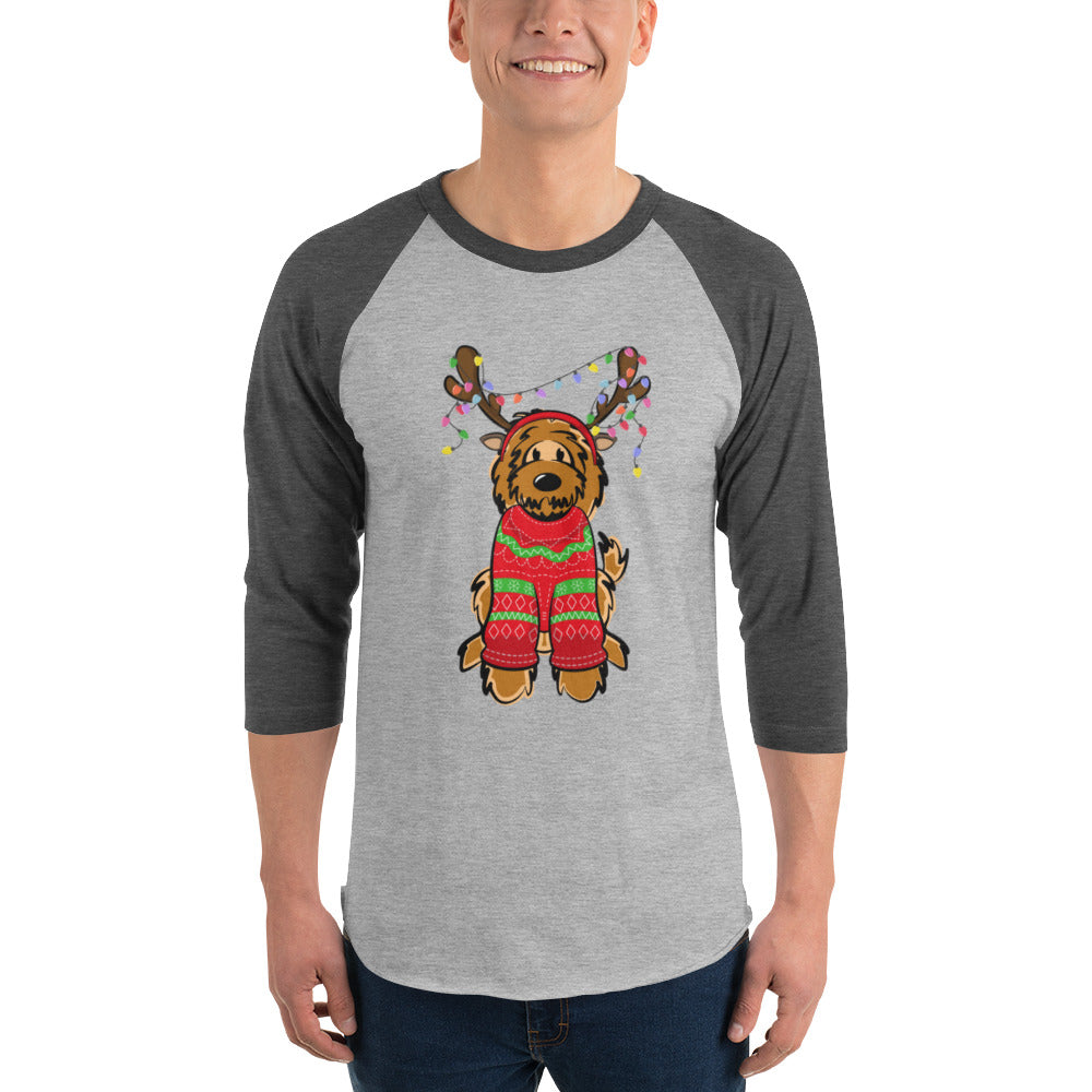 red belladoodle with sweater 3/4 sleeve raglan shirt