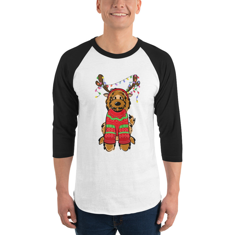 red belladoodle with sweater 3/4 sleeve raglan shirt