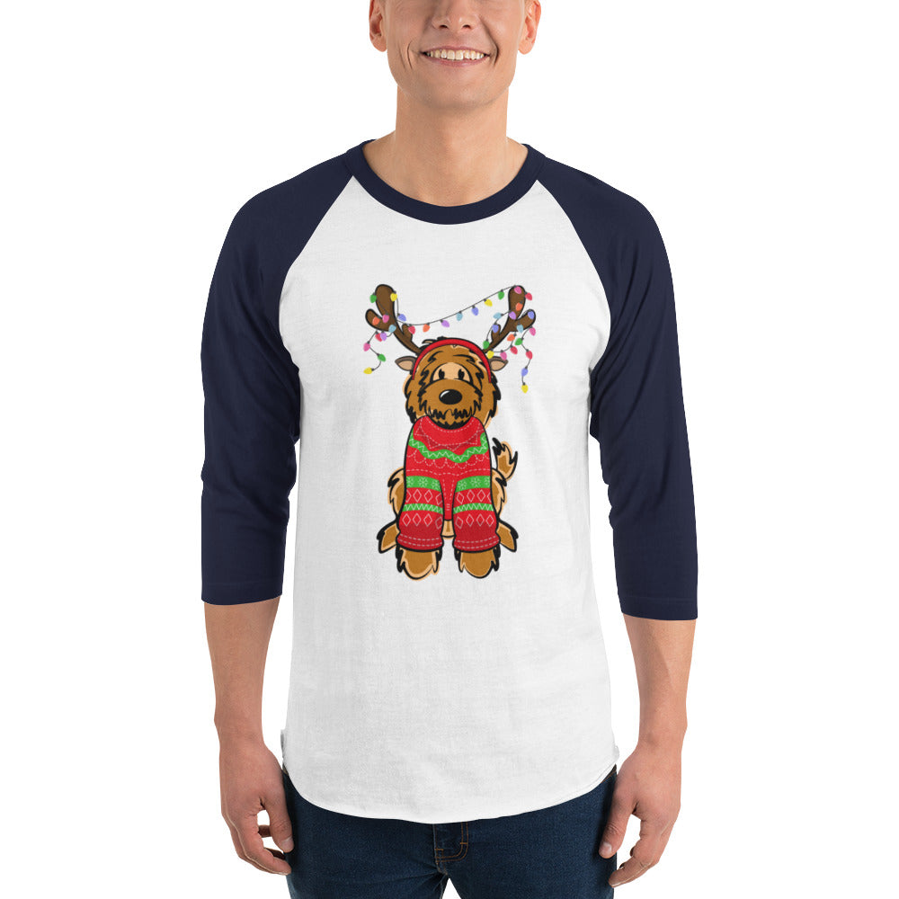 red belladoodle with sweater 3/4 sleeve raglan shirt