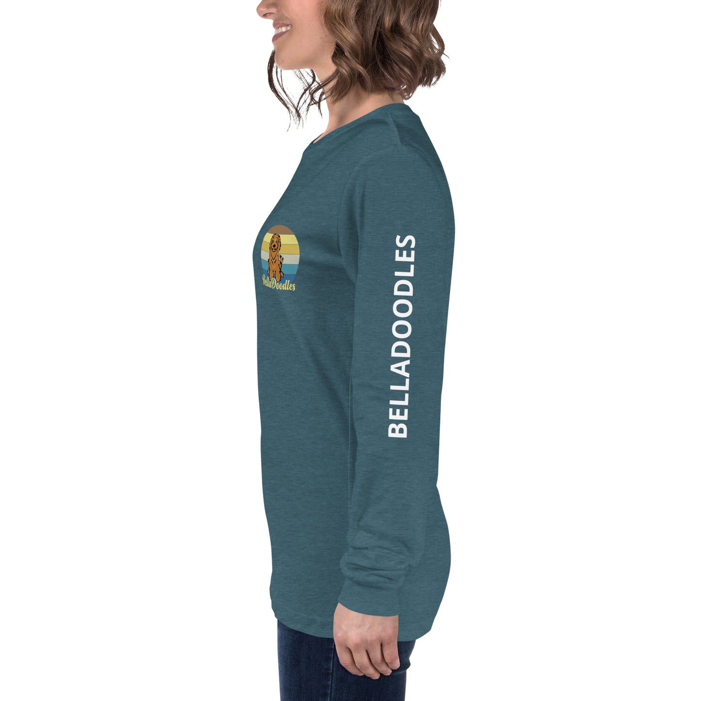 fun color belladoodle logo on unisex long sleeve shirt