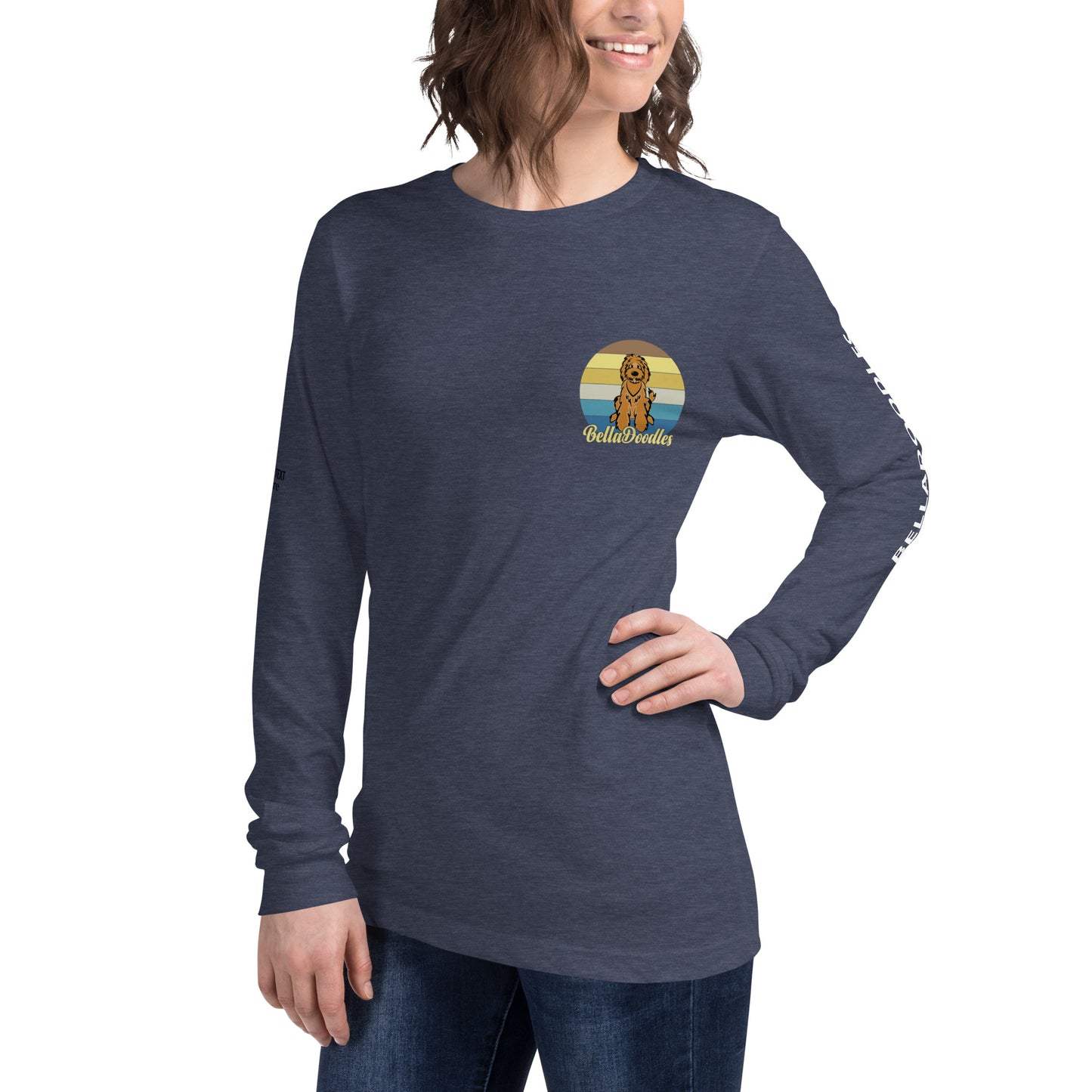 fun color belladoodle logo on unisex long sleeve shirt