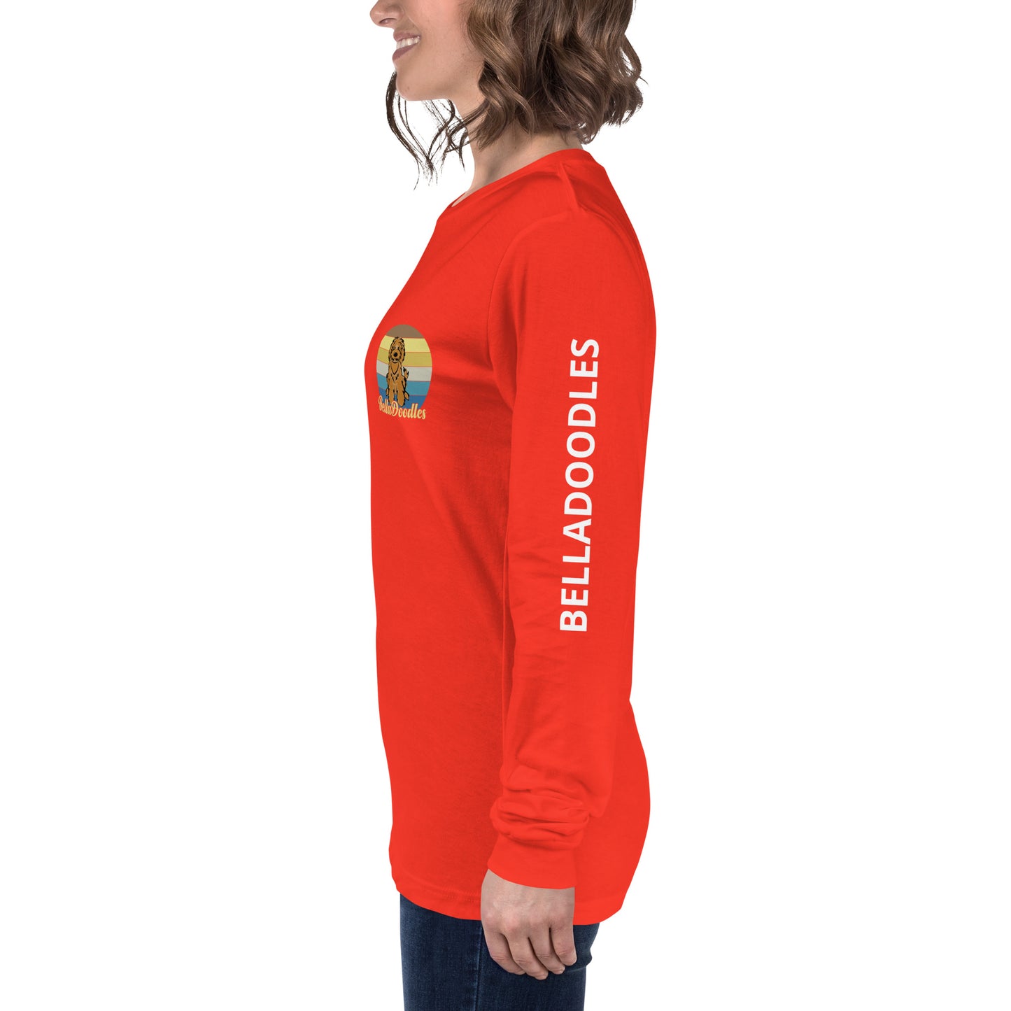 fun color belladoodle logo on unisex long sleeve shirt