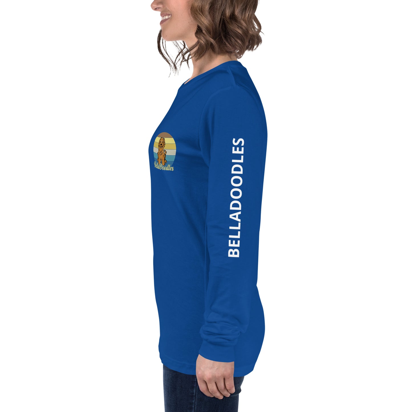 fun color belladoodle logo on unisex long sleeve shirt