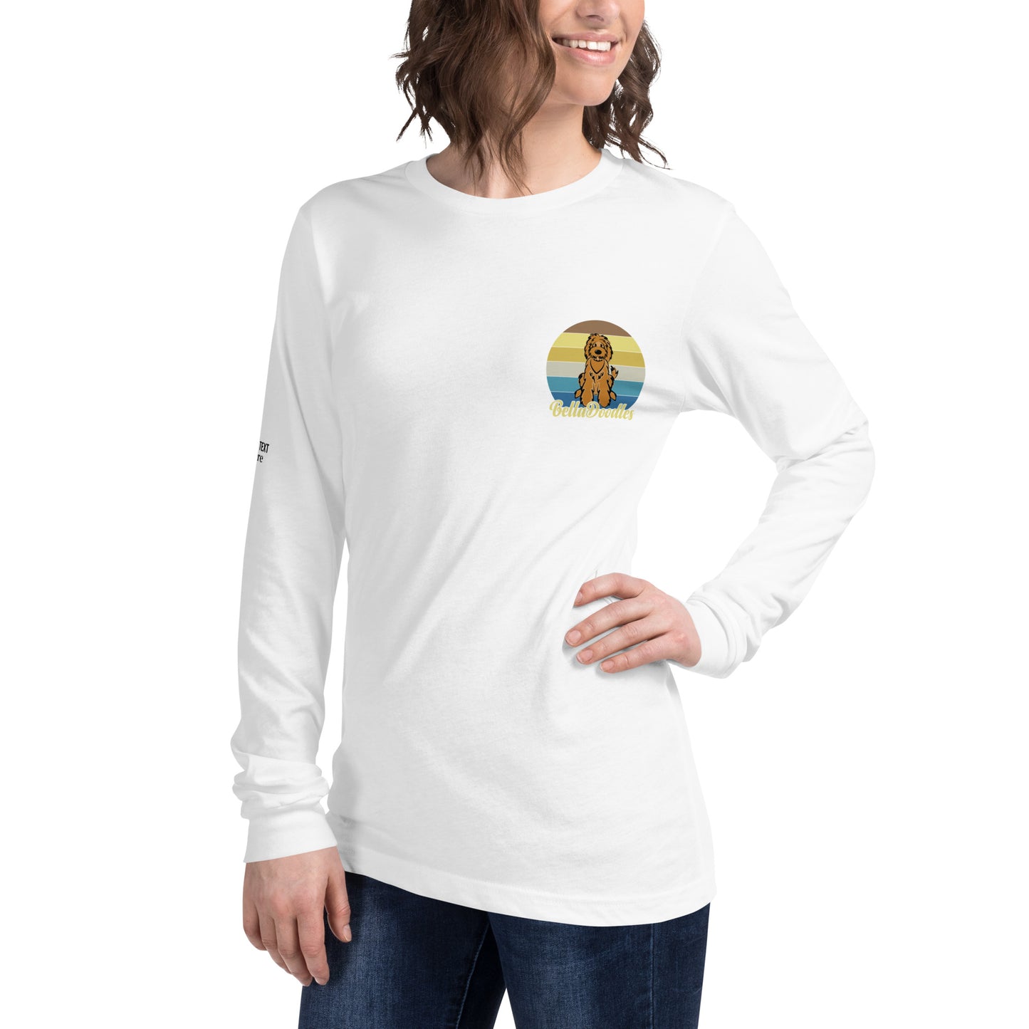 fun color belladoodle logo on unisex long sleeve shirt
