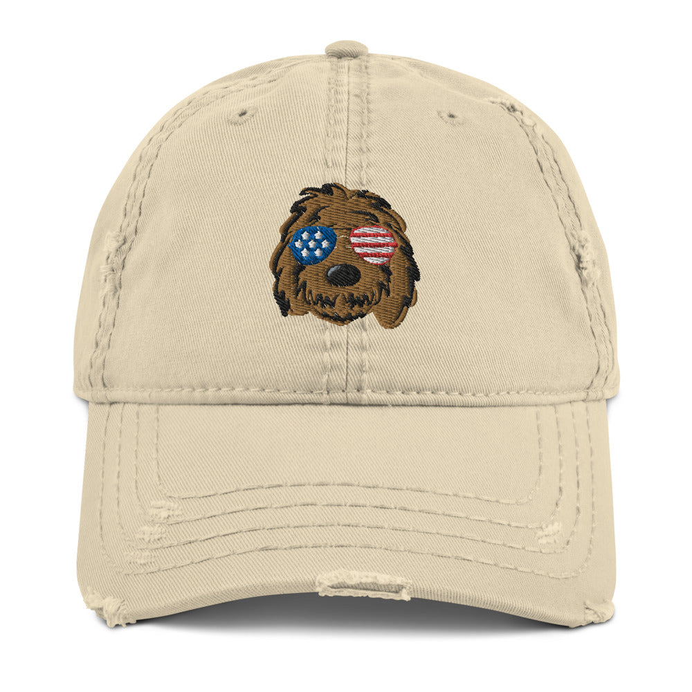 patriotic solid doodle with sunglasses distressed dad hat