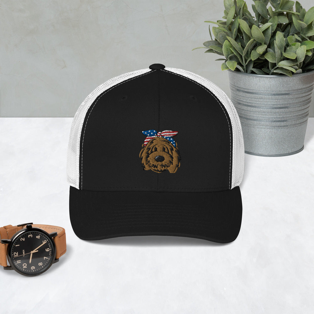 patriotic solid doodle with headband trucker cap