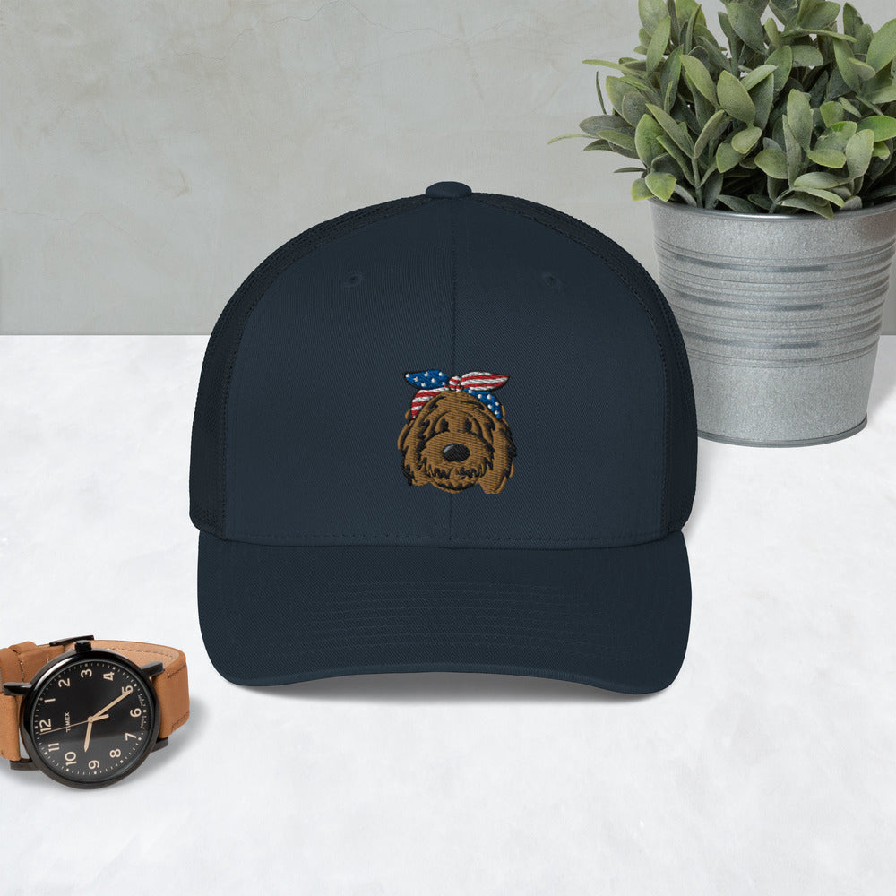 patriotic solid doodle with headband trucker cap