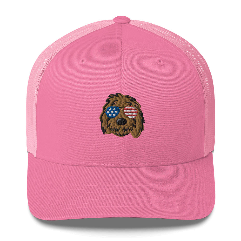 patriotic solid doodle with sunglasses trucker cap
