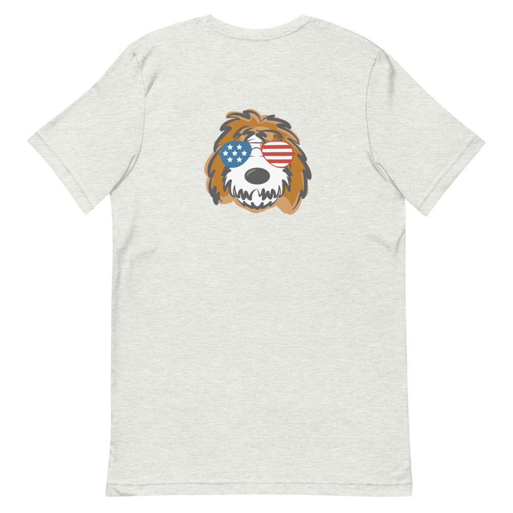 patriotic tuxedo doodle with sunglasses short-sleeve unisex t-shirt