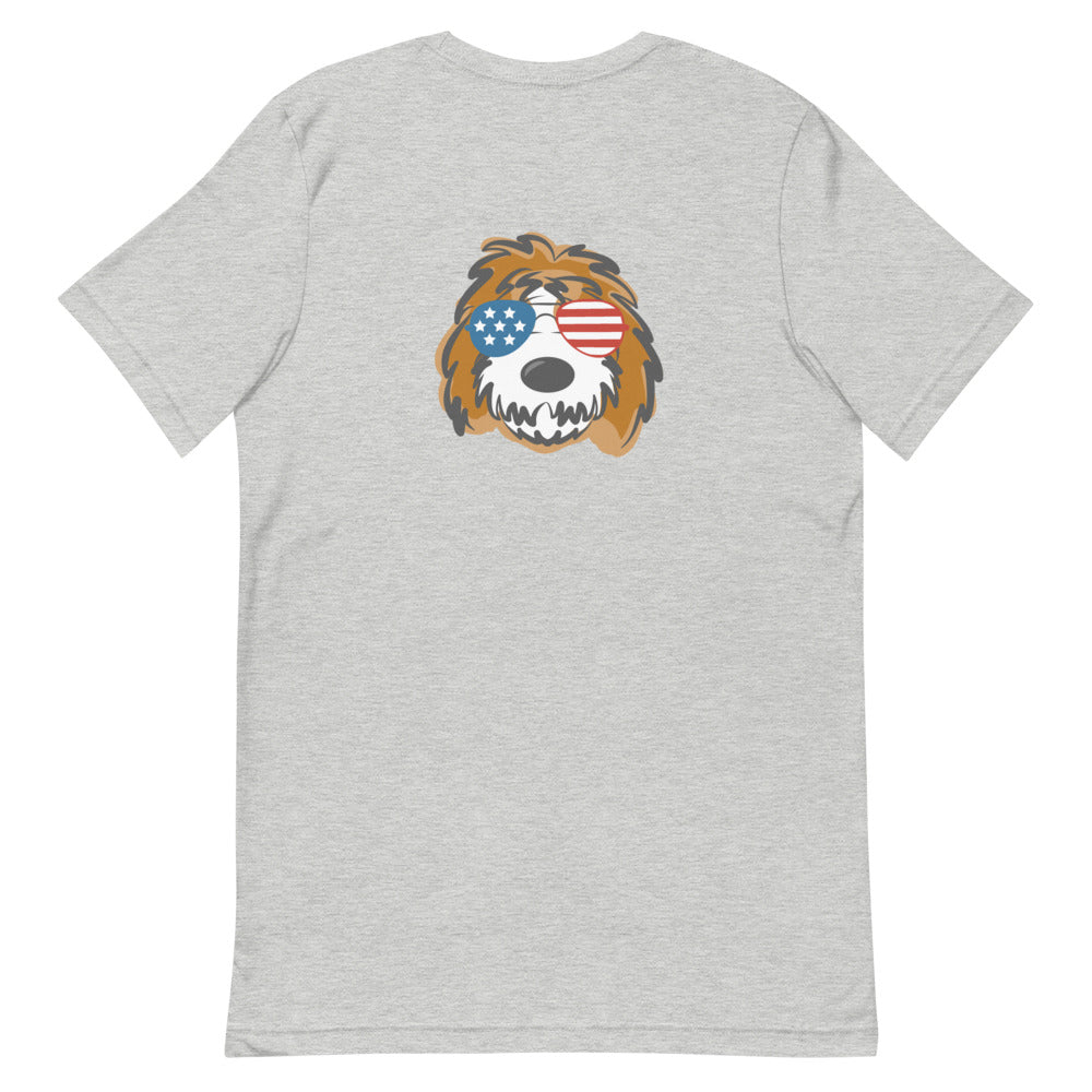 patriotic tuxedo doodle with sunglasses short-sleeve unisex t-shirt