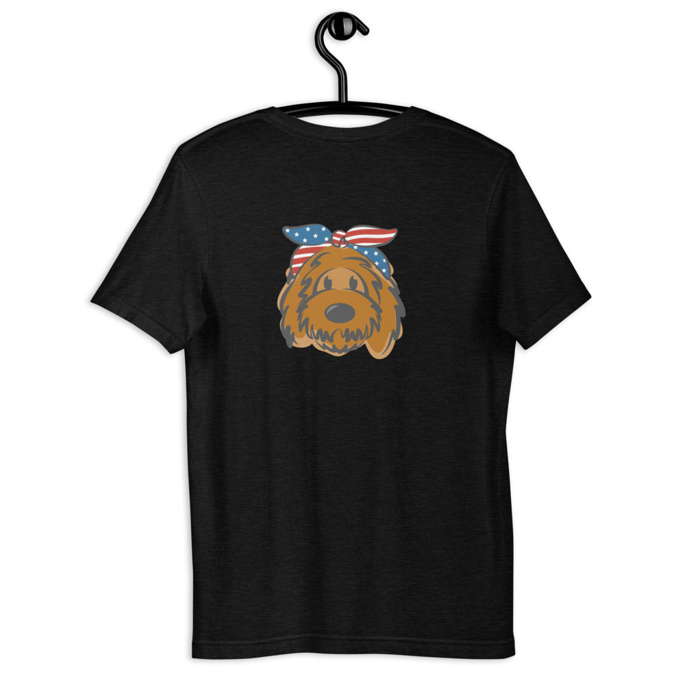 patriotic solid doodle with headband short-sleeve unisex t-shirt