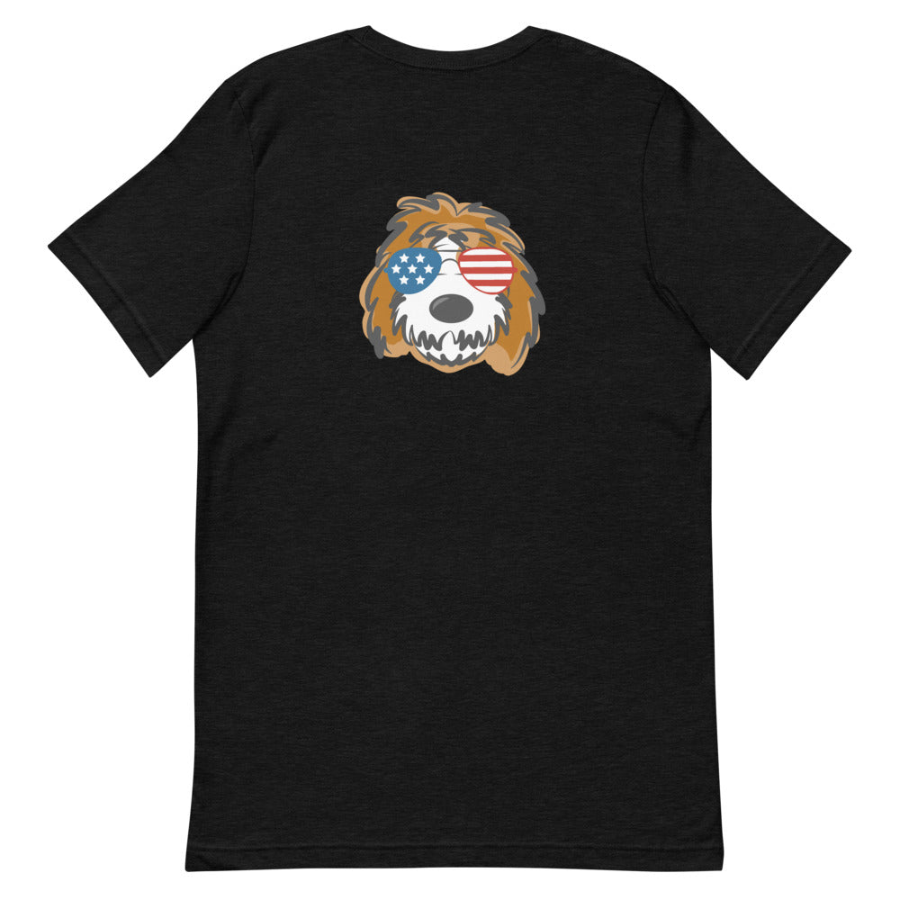 patriotic tuxedo doodle with sunglasses short-sleeve unisex t-shirt
