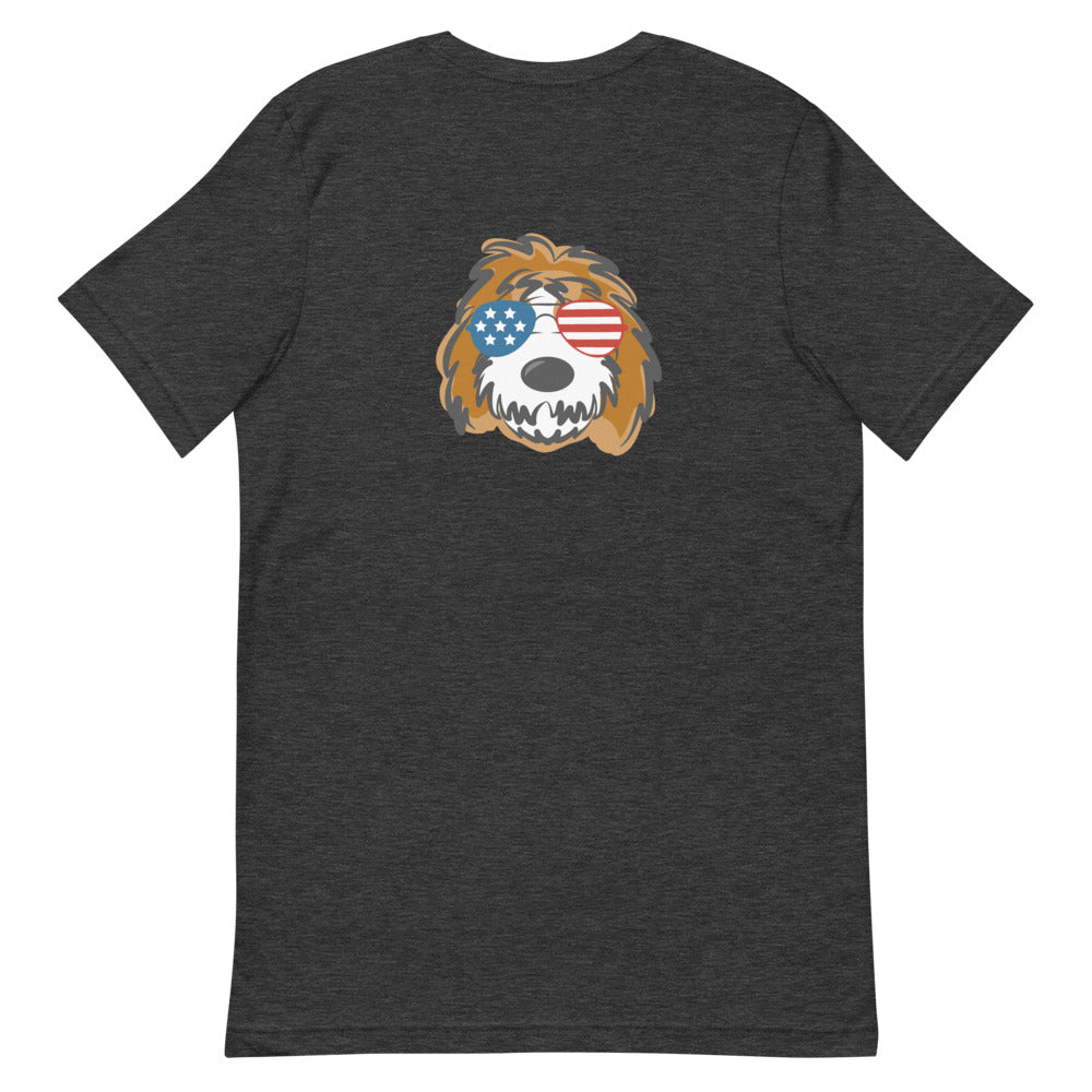 patriotic tuxedo doodle with sunglasses short-sleeve unisex t-shirt