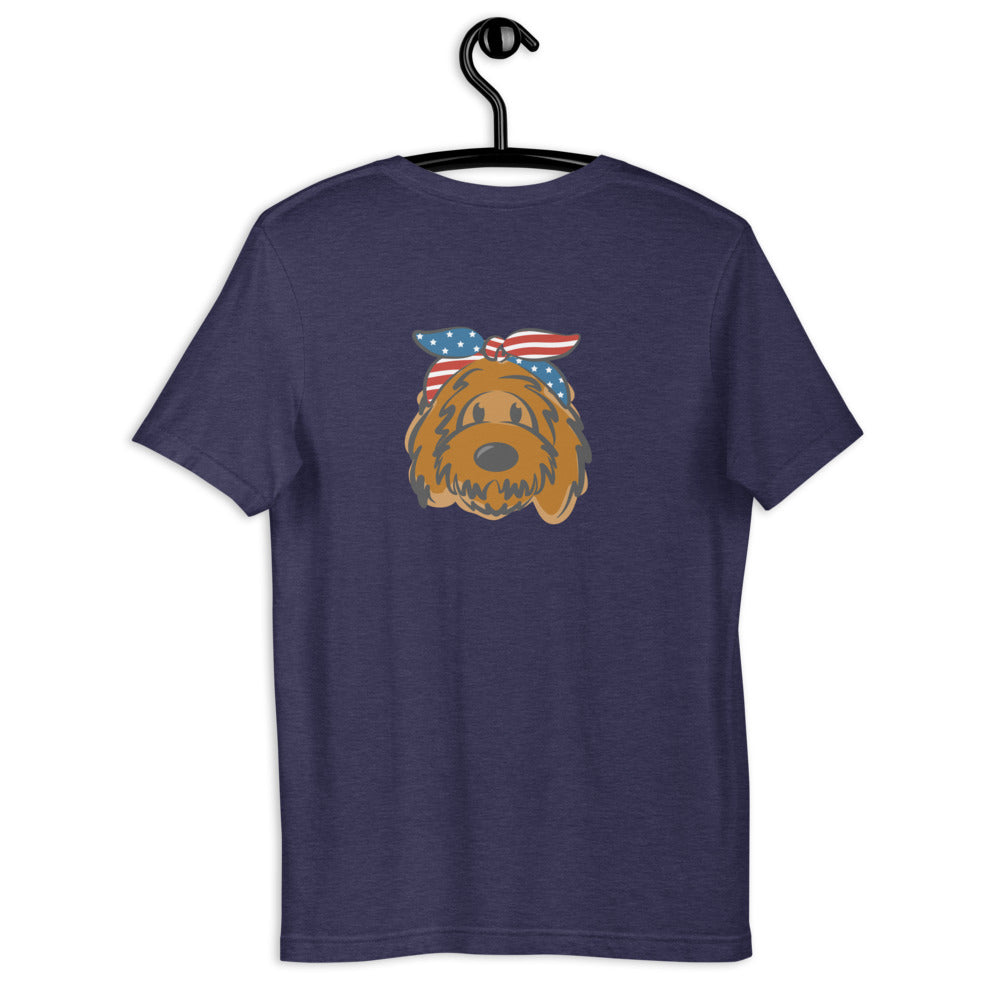 patriotic solid doodle with headband short-sleeve unisex t-shirt