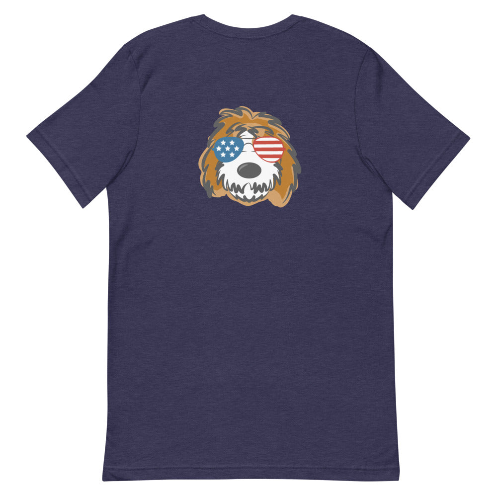 patriotic tuxedo doodle with sunglasses short-sleeve unisex t-shirt