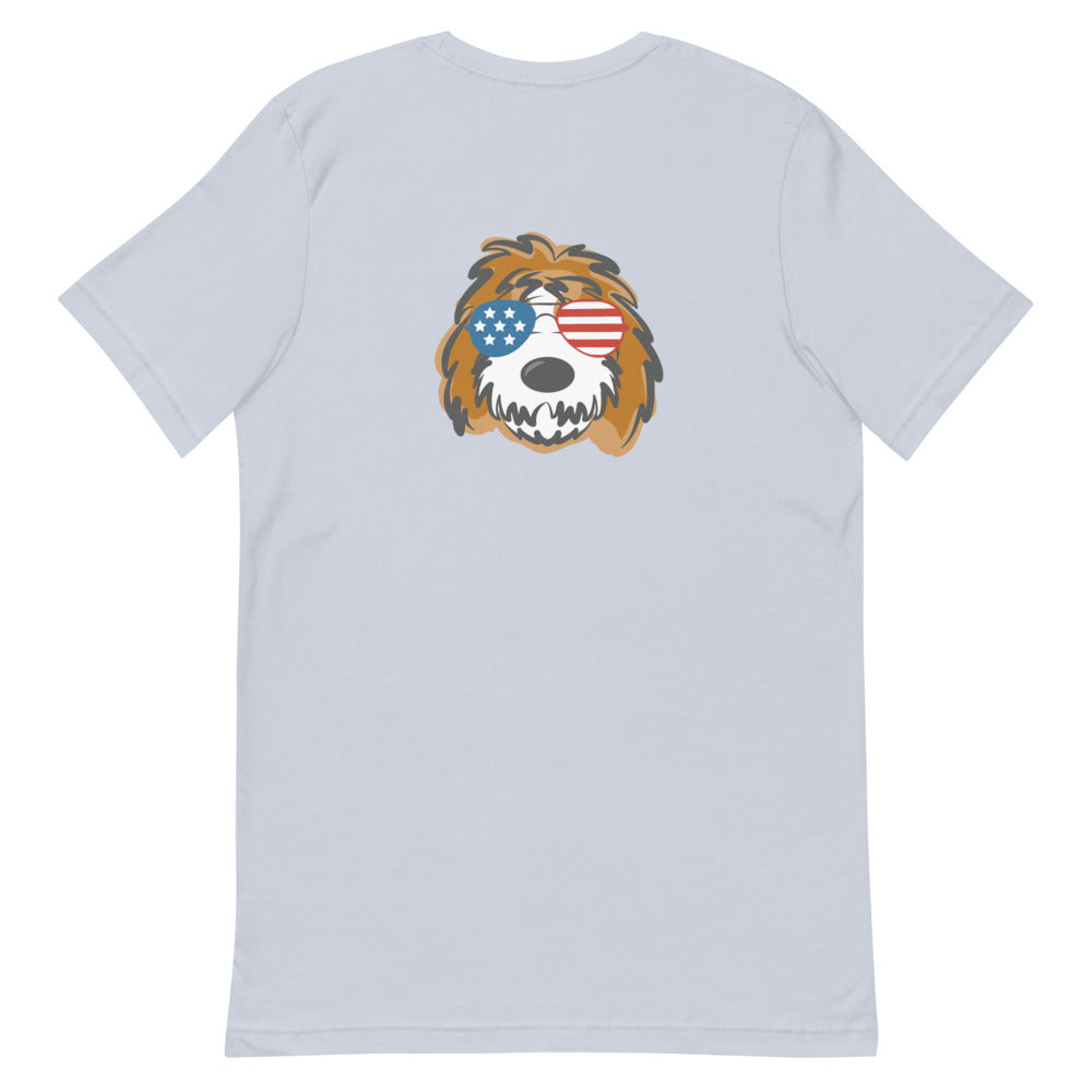 patriotic tuxedo doodle with sunglasses short-sleeve unisex t-shirt