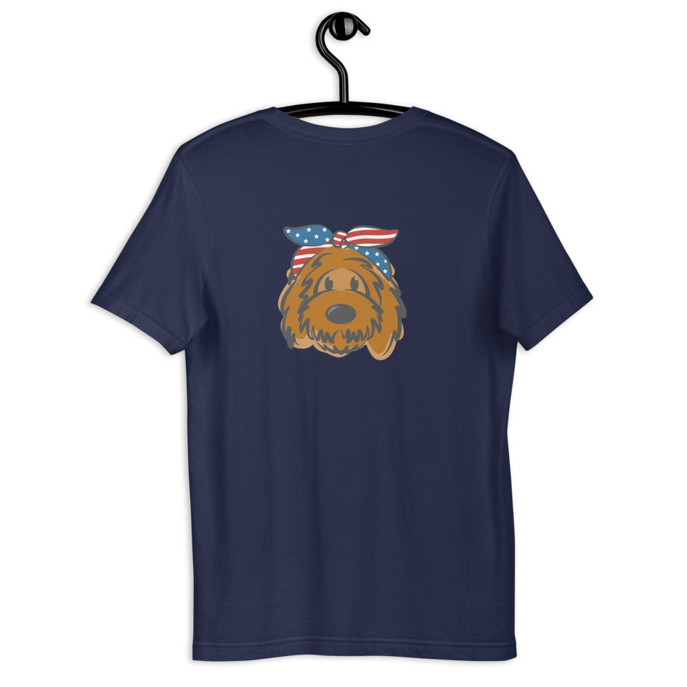 patriotic solid doodle with headband short-sleeve unisex t-shirt