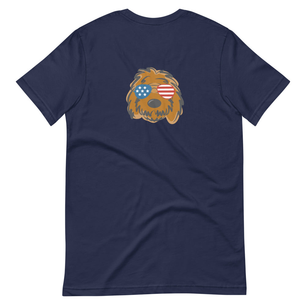 patriotic solid doodle with sunglasses short-sleeve unisex t-shirt