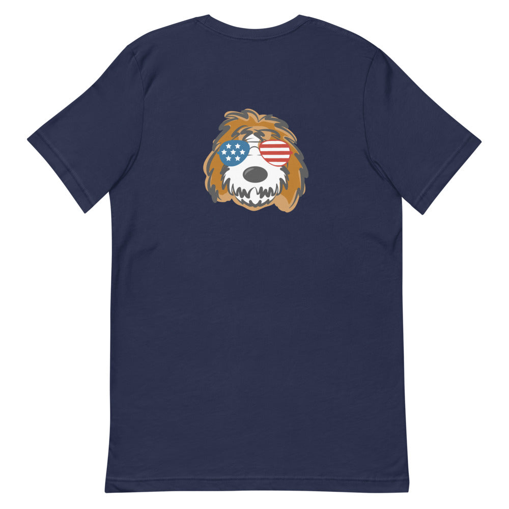 patriotic tuxedo doodle with sunglasses short-sleeve unisex t-shirt