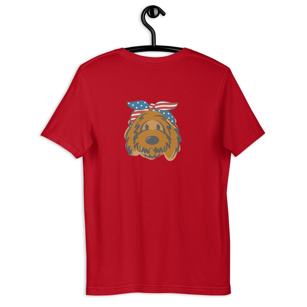 patriotic solid doodle with headband short-sleeve unisex t-shirt