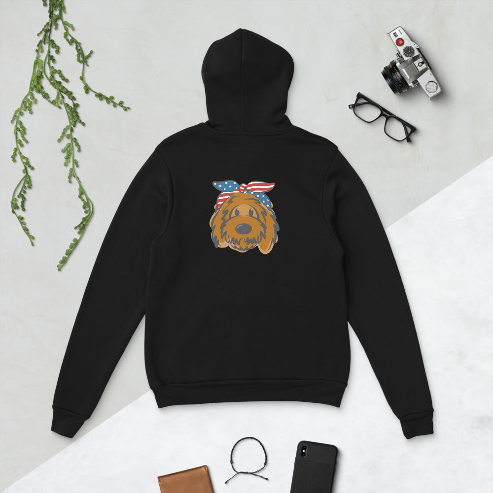patriotic solid doodle with headband unisex hoodie