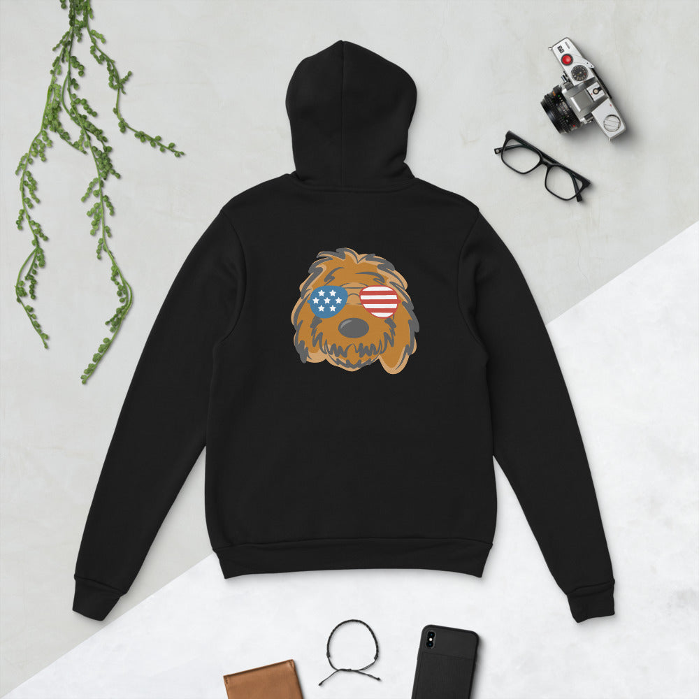 patriotic solid doodle with sunglasses unisex hoodie