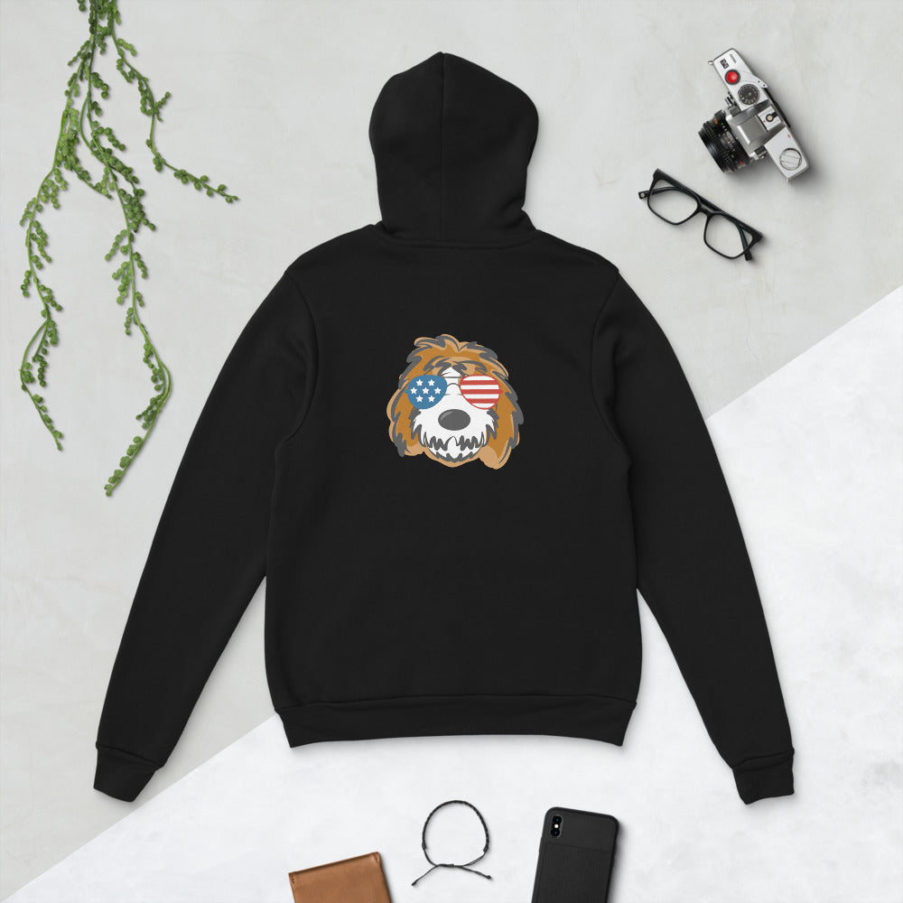 patriotic tuxedo doodle with sunglasses unisex hoodie