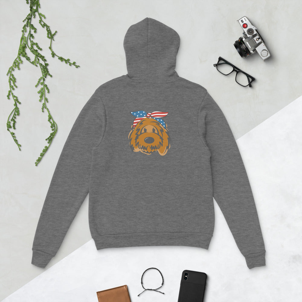 patriotic solid doodle with headband unisex hoodie