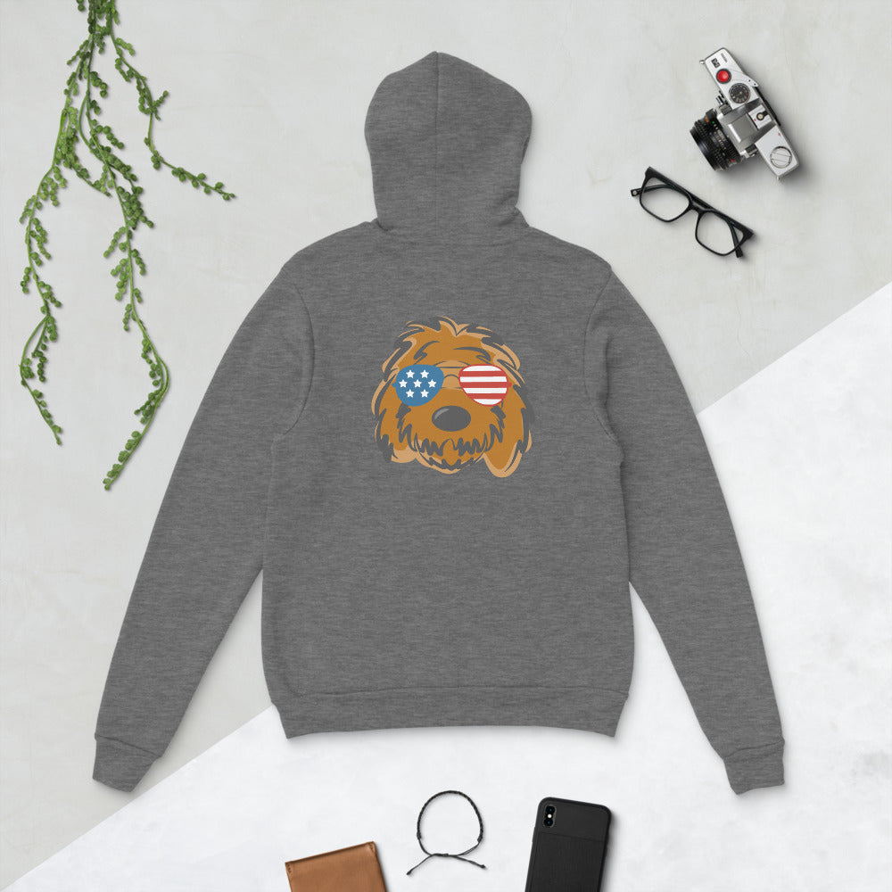 patriotic solid doodle with sunglasses unisex hoodie