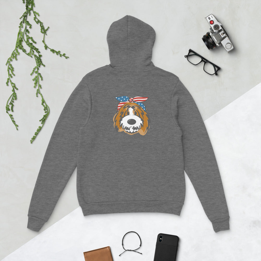 patriotic tuxedo doodle with headband unisex hoodie