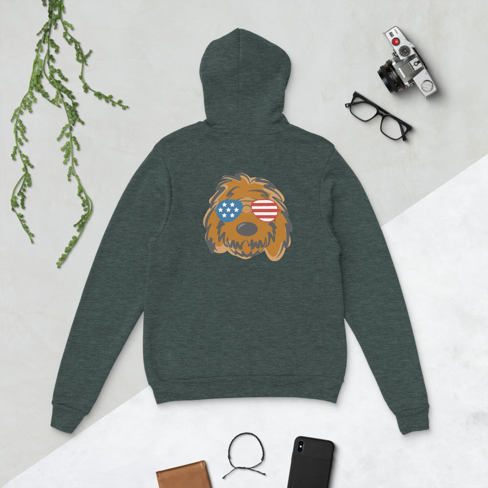 patriotic solid doodle with sunglasses unisex hoodie