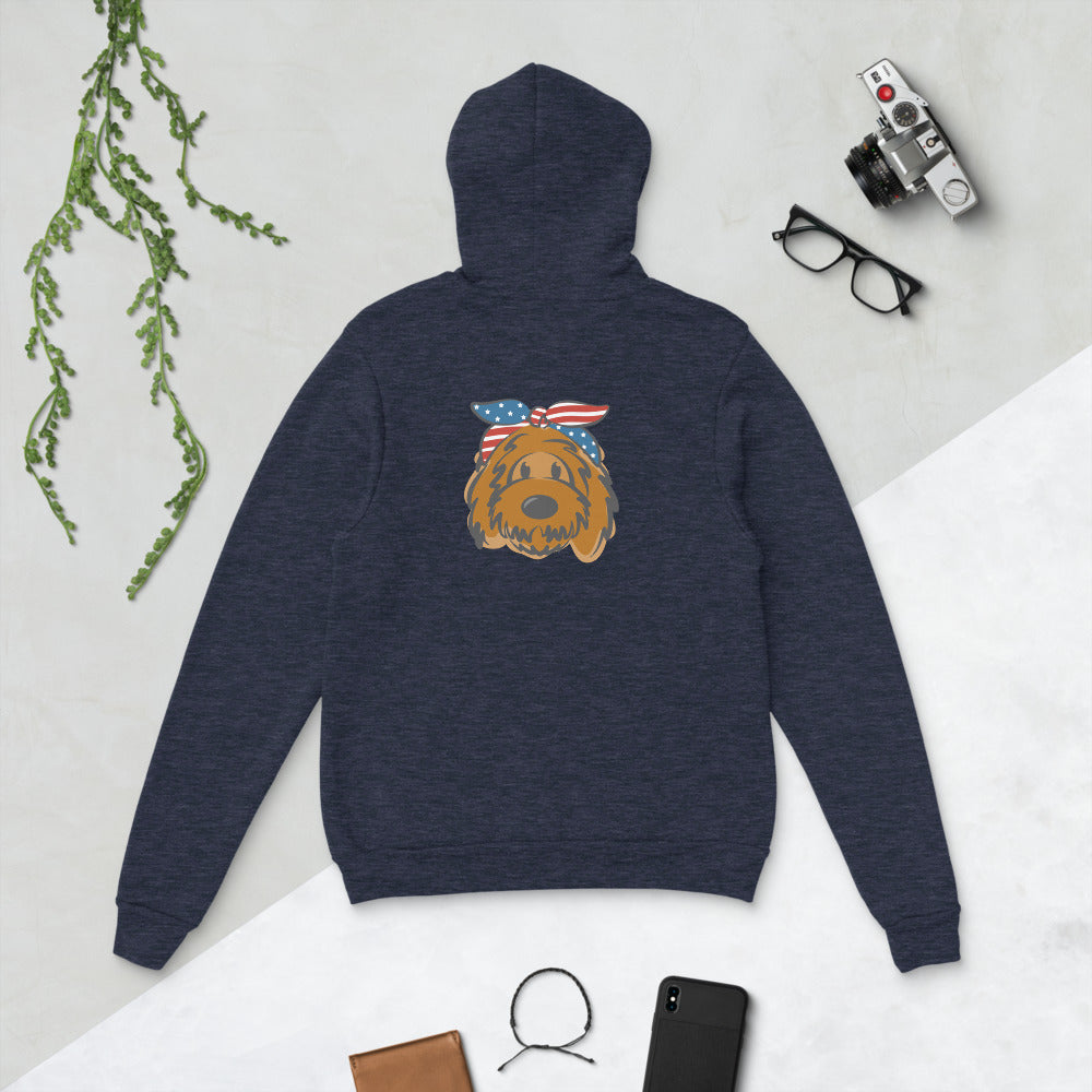 patriotic solid doodle with headband unisex hoodie