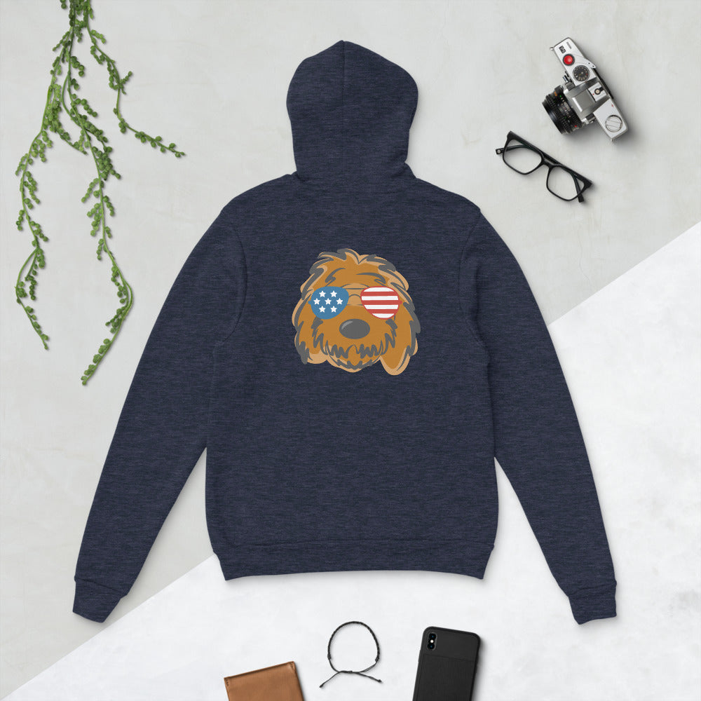 patriotic solid doodle with sunglasses unisex hoodie