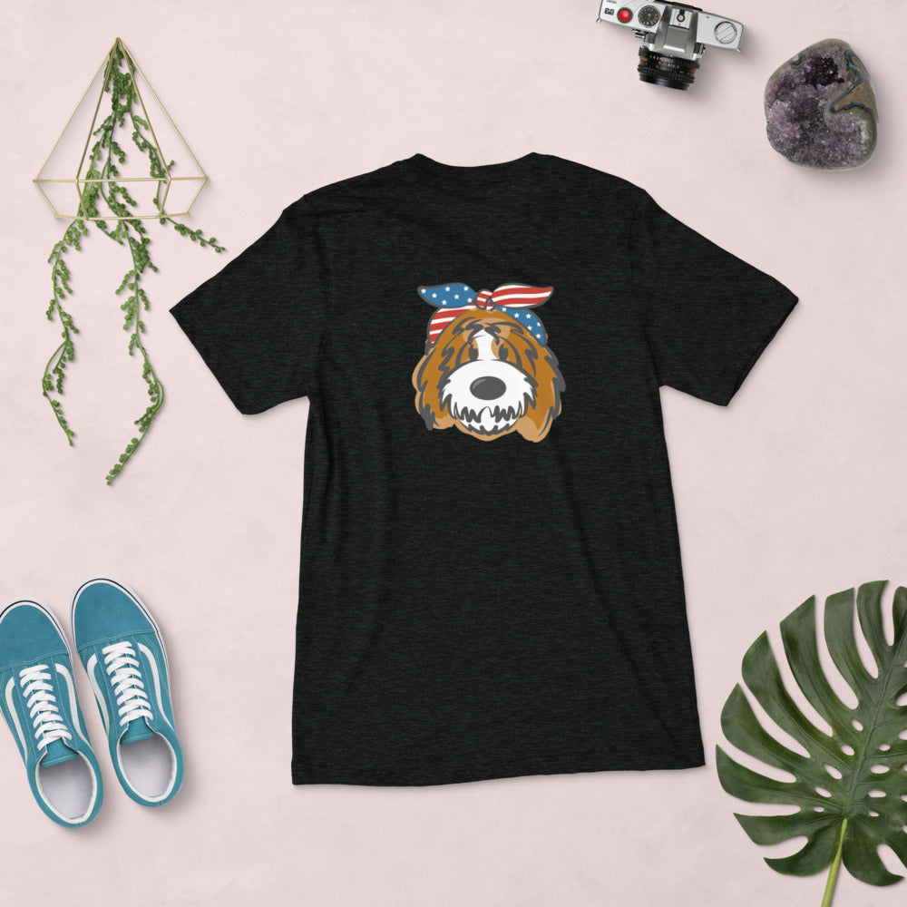 patriotic tuxedo doodle with headband short sleeve t-shirt