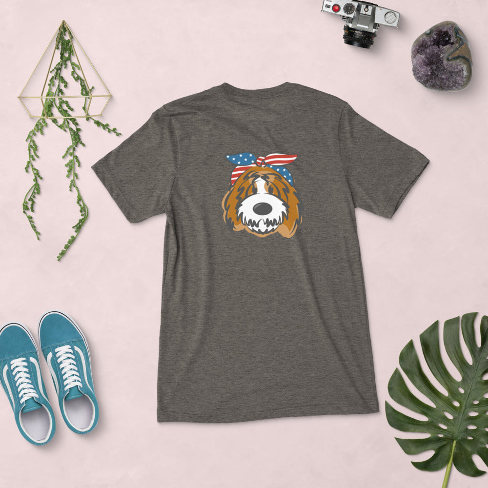 patriotic tuxedo doodle with headband short sleeve t-shirt