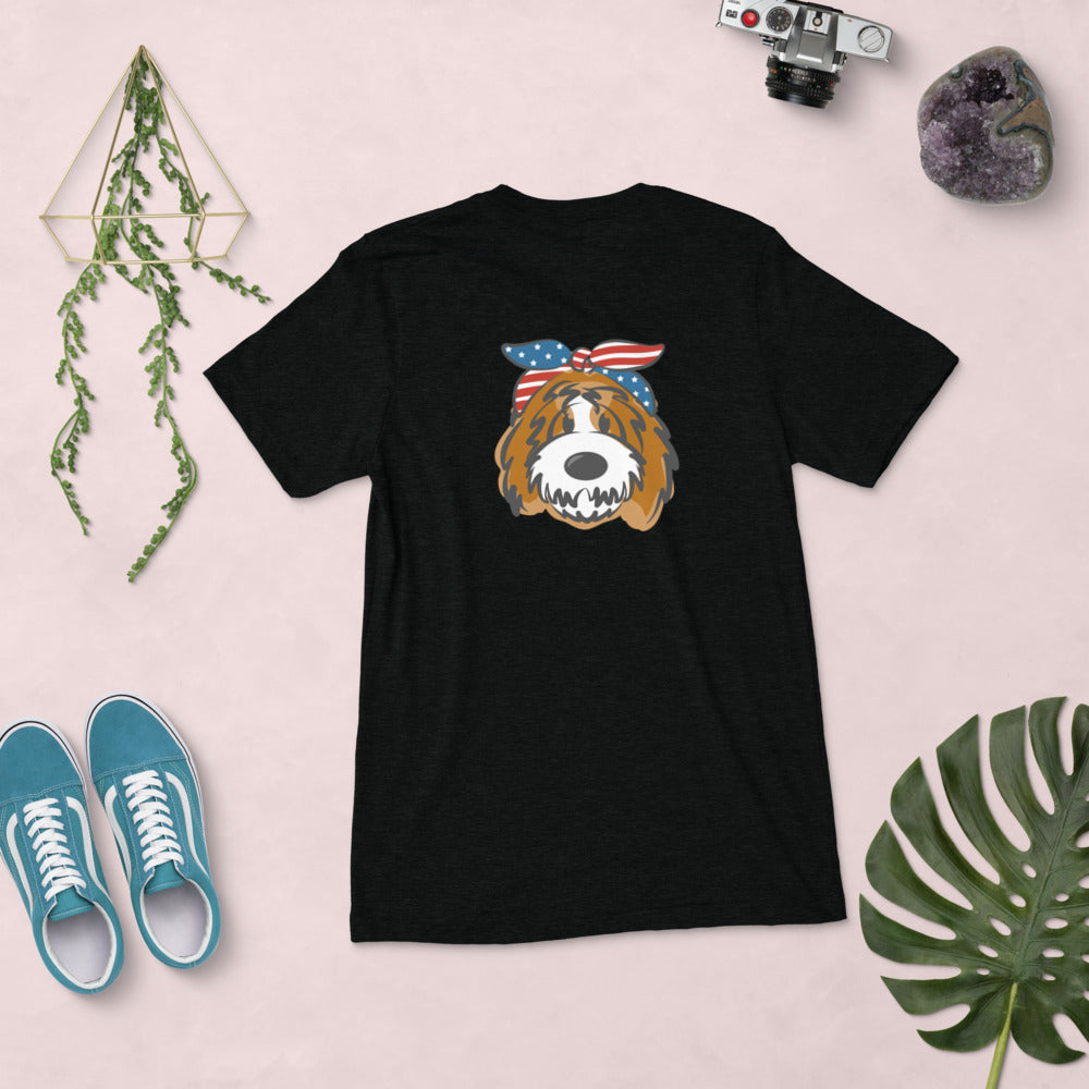 patriotic tuxedo doodle with headband short sleeve t-shirt