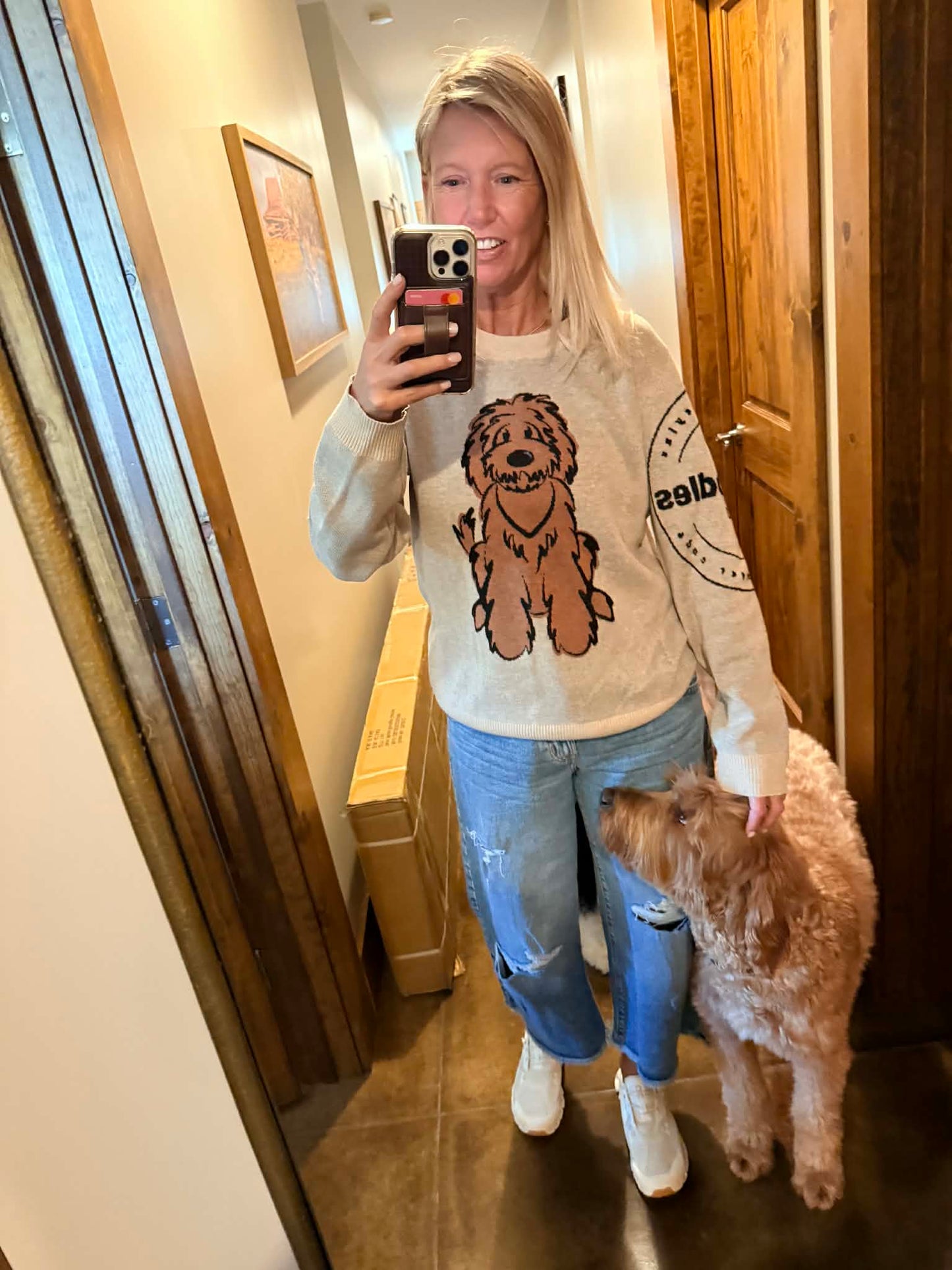 custom belladoodle knitted crew neck sweater