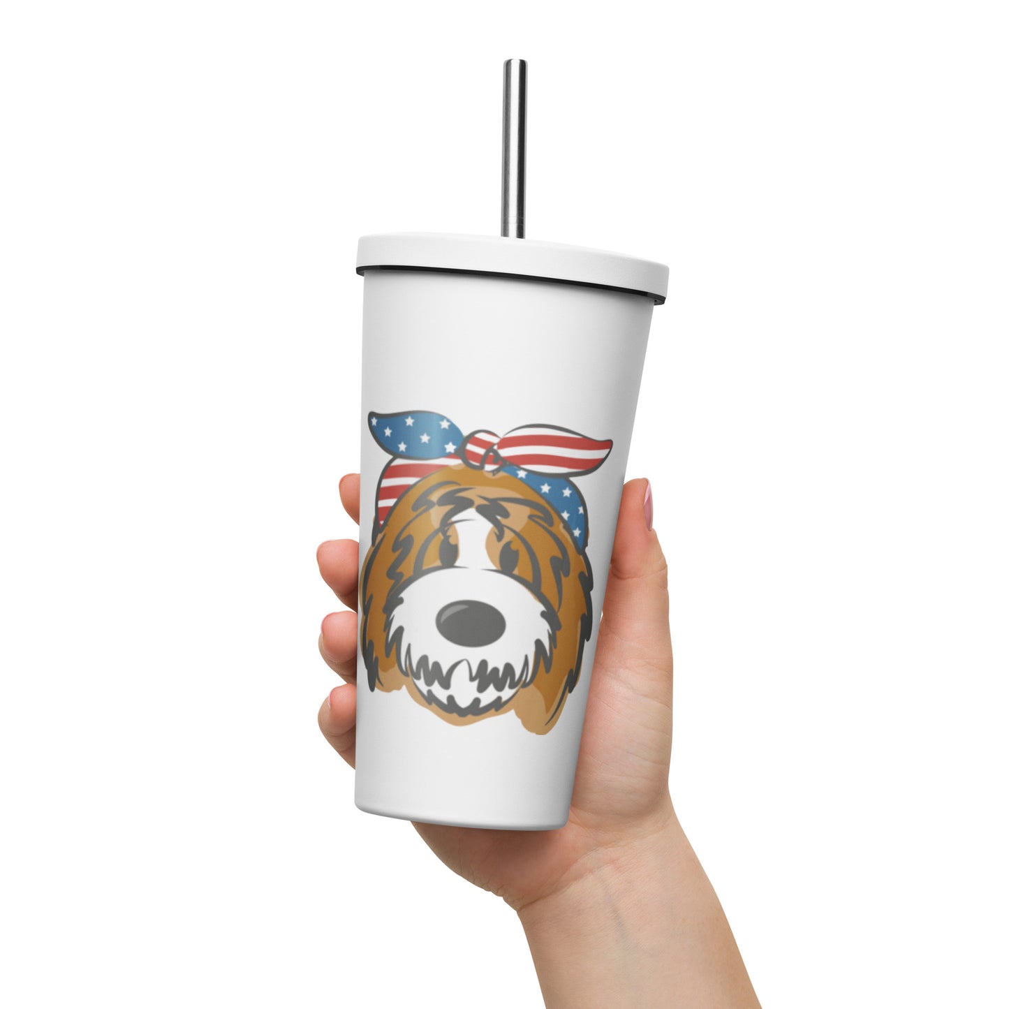 patriotic tuxedo girl doodle insulated tumbler w/ straw