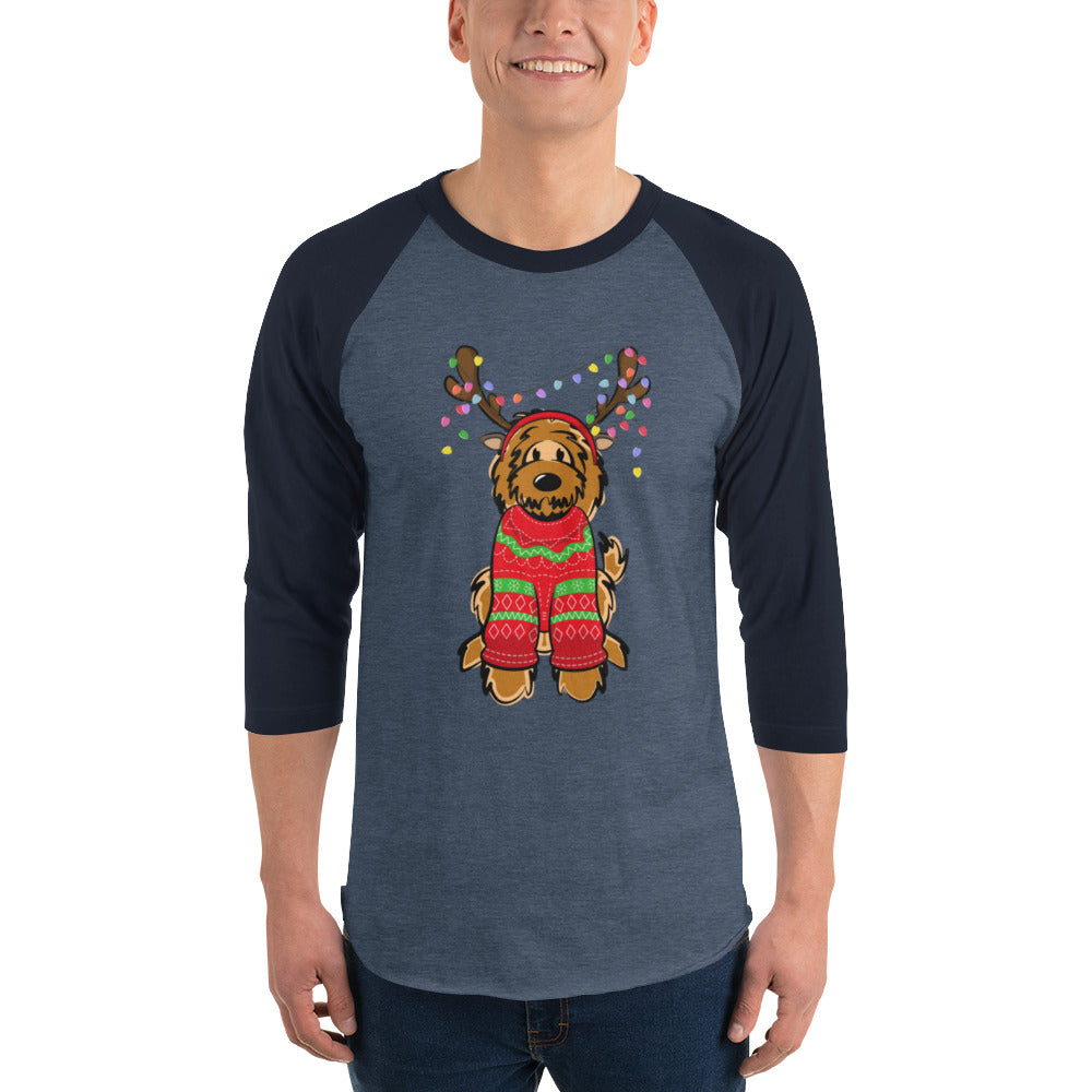 red belladoodle with sweater 3/4 sleeve raglan shirt