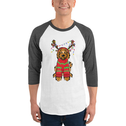 Red BellaDoodle with Sweater 3/4 sleeve raglan shirt