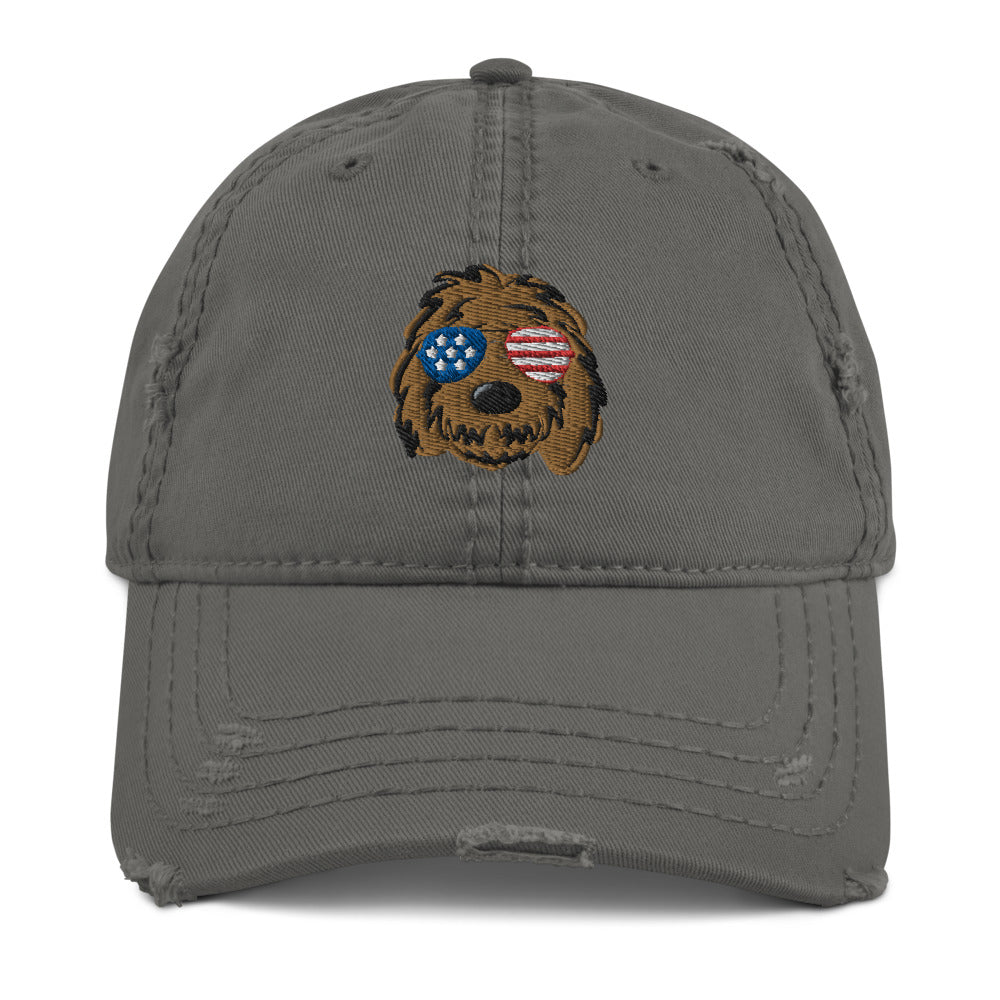 patriotic solid doodle with sunglasses distressed dad hat