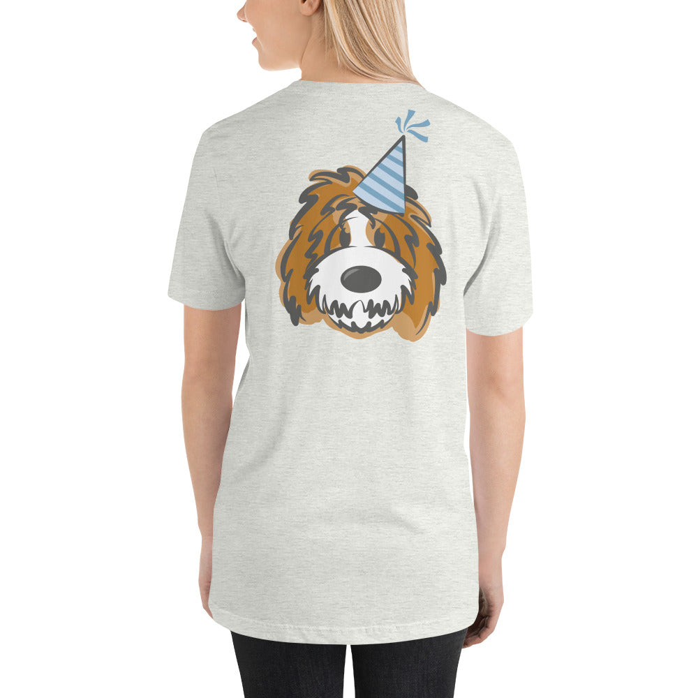 unisex t-shirt- tuxedo belladoodle birthday shirt